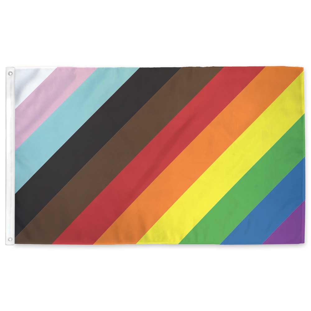 New 11 stripe diagonal LGBTQ Pride flag designed by Michael Green at Flags For Good 
