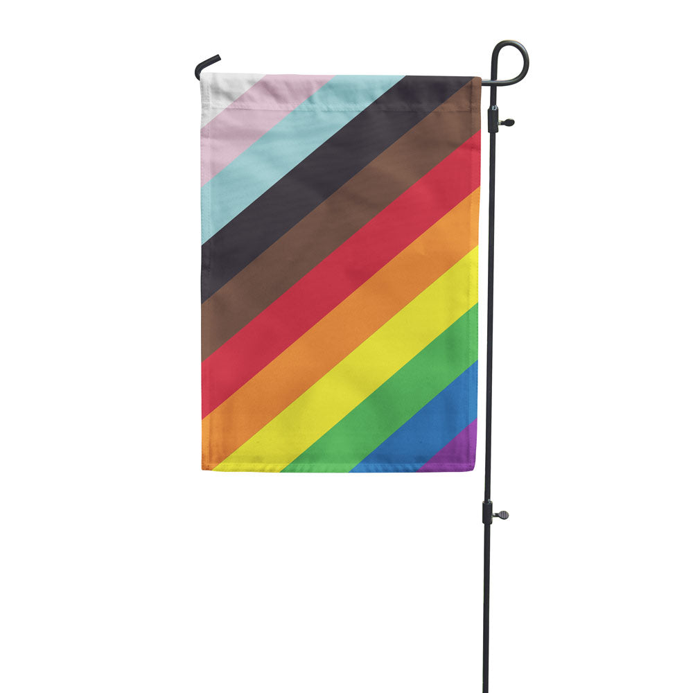 New 11 stripe diagonal garden flag designed by Michael Green at Flags for Good