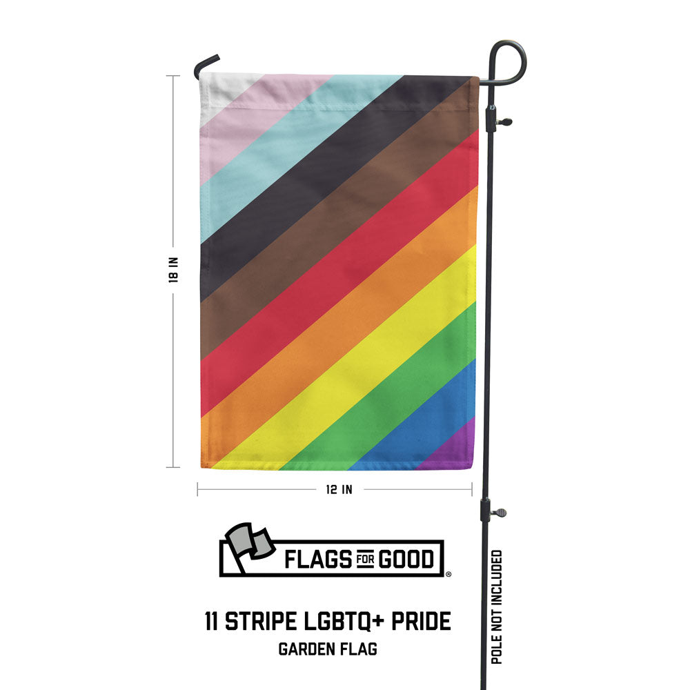 New 11 stripe diagonal garden flag designed by Michael Green at Flags for Good 