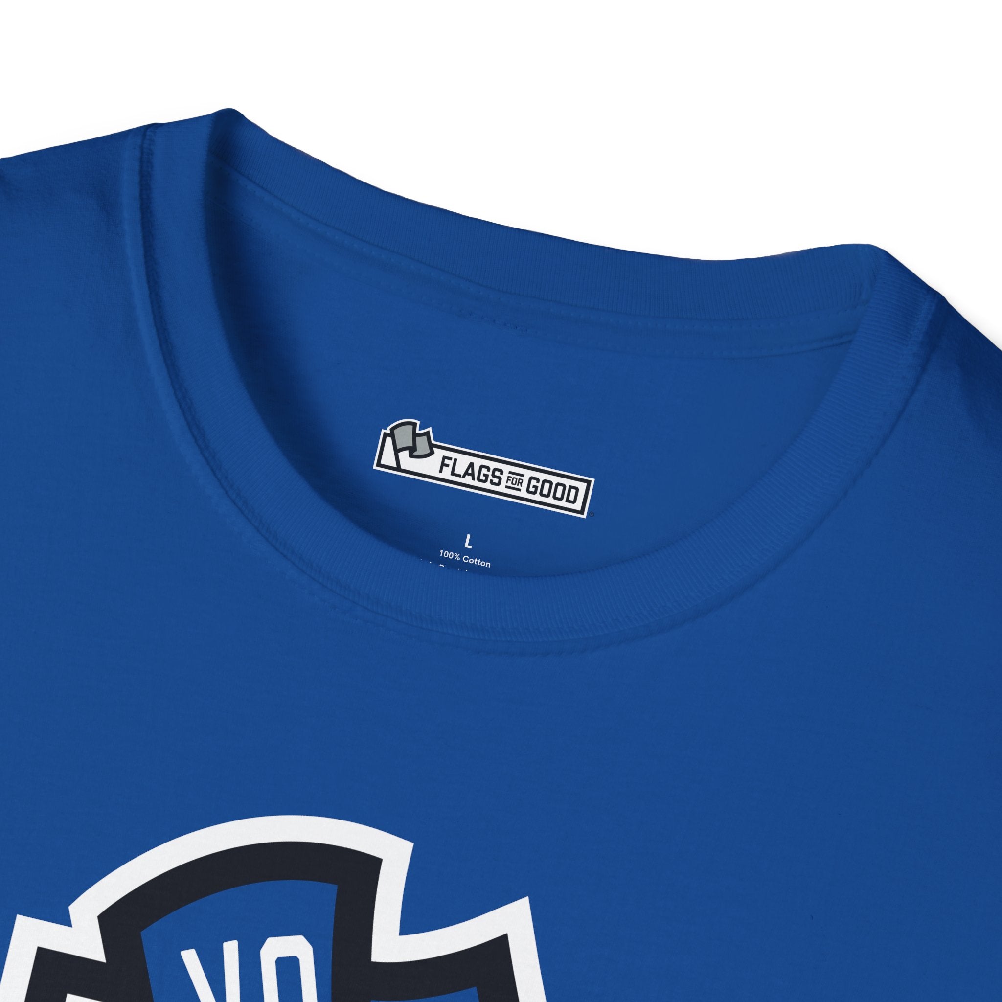 Flags For Good logo on the inside of a shirt