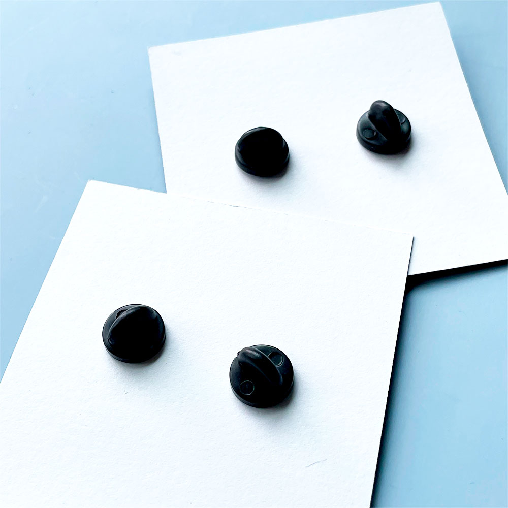 Black Rubber Pin Backs