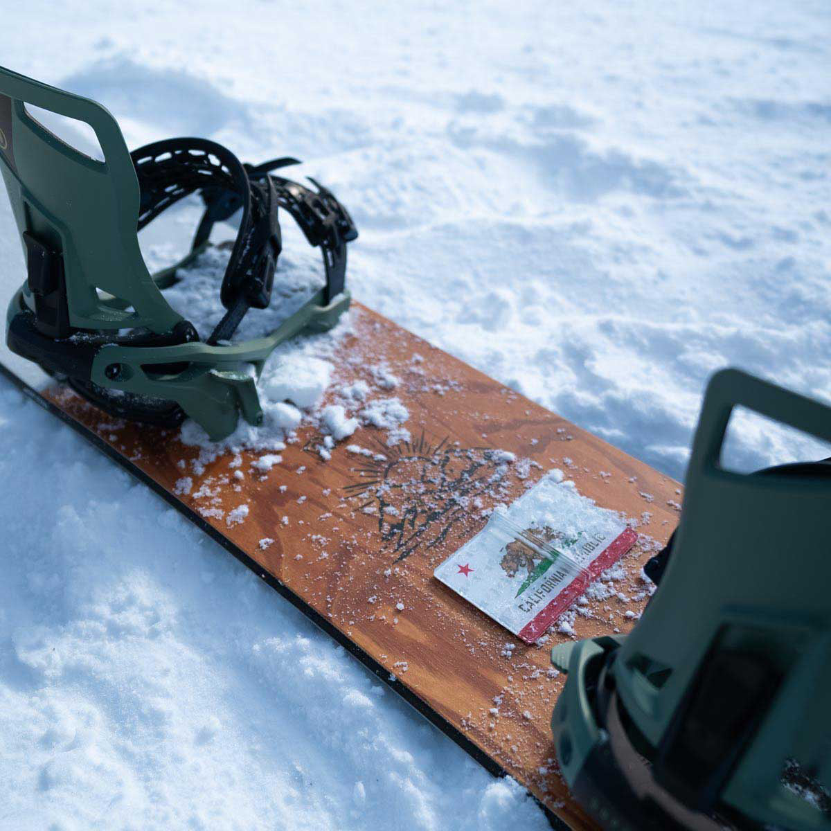 California Flag Snowboard Stomp Pad in the snow