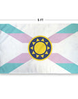 3 x 5 feet single-sided Flordia flag with trans flag colors in the background