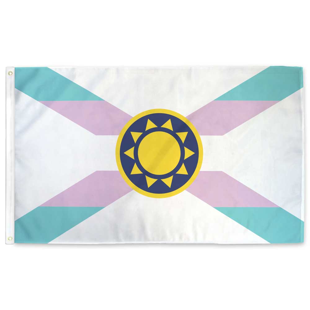 3 x 5 feet single-sided Flordia flag with trans flag colors in the background