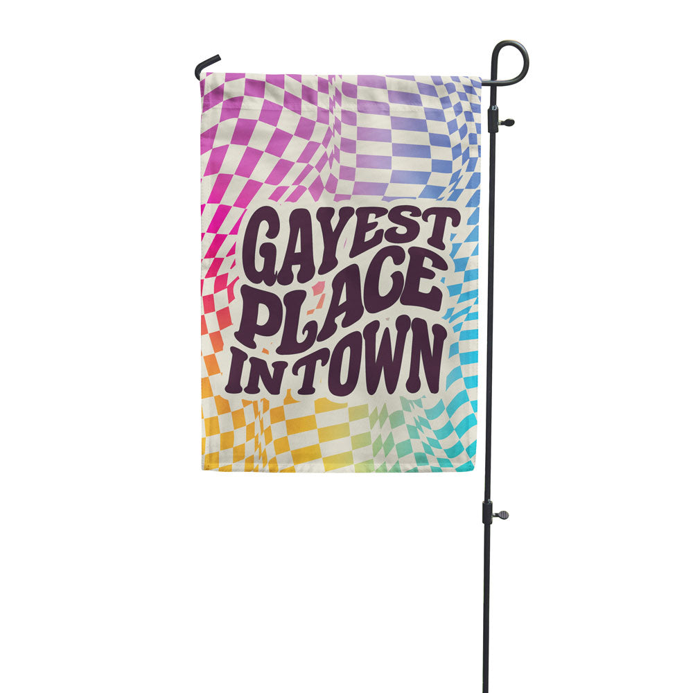Gayest Place in Town Garden Flag pic photo