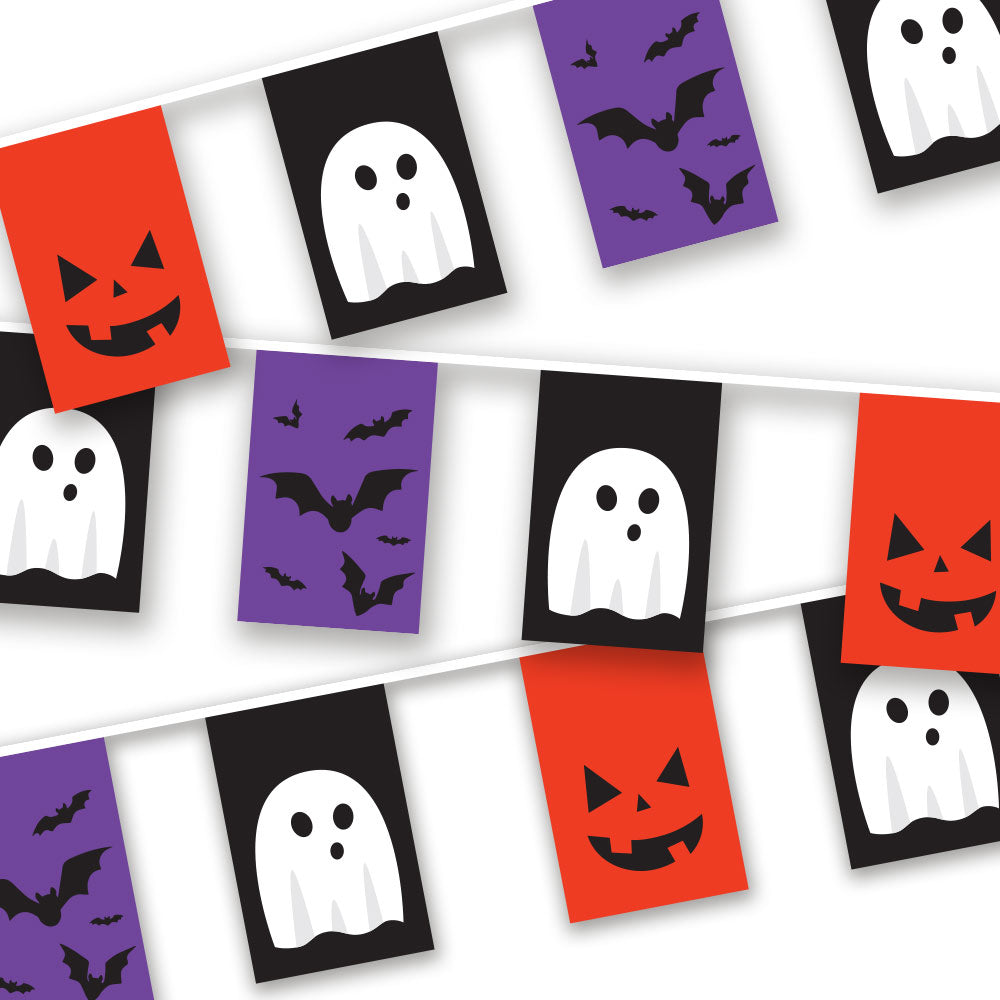 Henbrandt Spooky Halloween Dreieck-Flaggen Girlande – 12 Ft Lang, 11 Wimpel Aus PVC, Grusel-Deko Für Haus Und Party Henbrandt Spooky Halloween Dreieck-Flaggen Girlande – 12 Ft Lang, 11 Wimpel Aus PVC, Grusel-Deko Für Haus Und Party