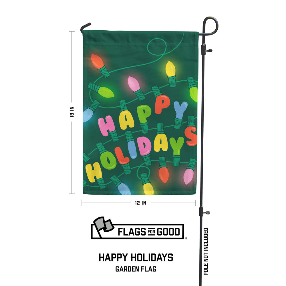 Happy Holidays garden flag 18"x12" measurements