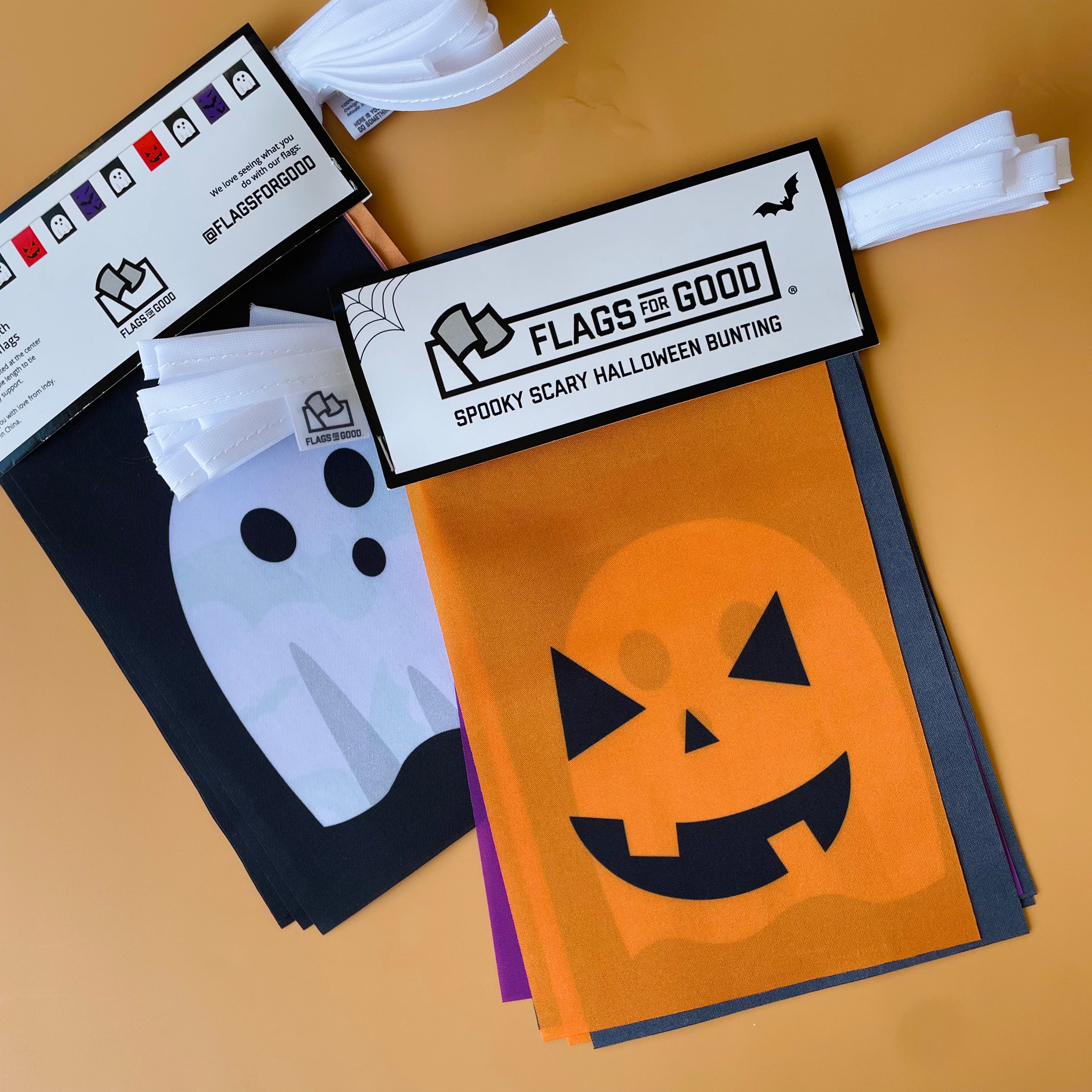 Halloween Bunting on orange background