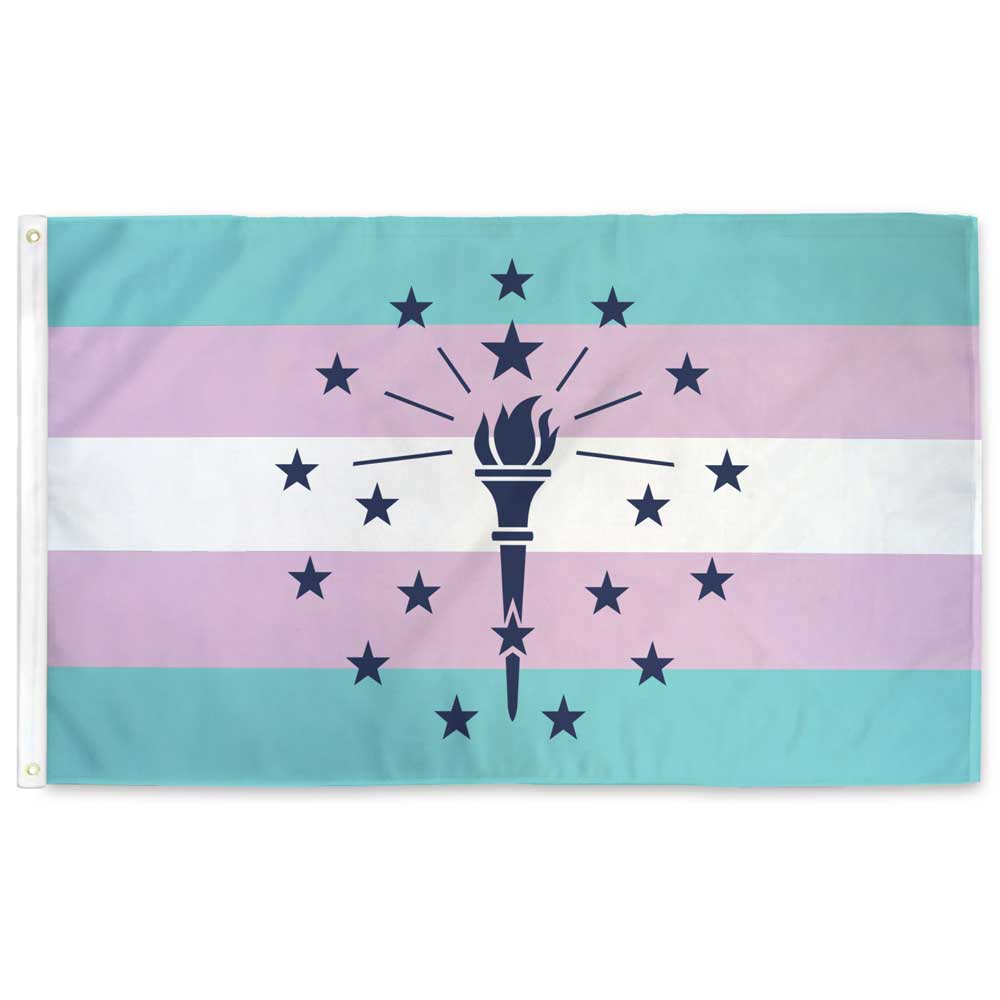 Indiana Trans Pride Flag  3ft x 5ft Polyester Outdoor Flag – Flags For Good
