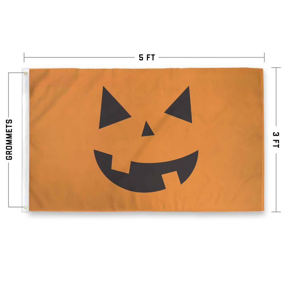 3ft by 5ft measurements of jack-o-lantern flag