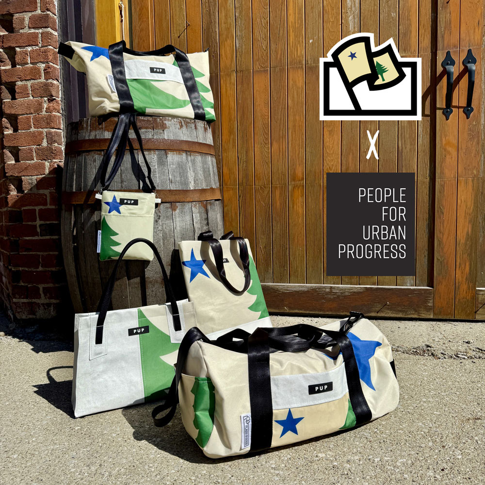 Maine 1901 repurposed flags into fashion bags