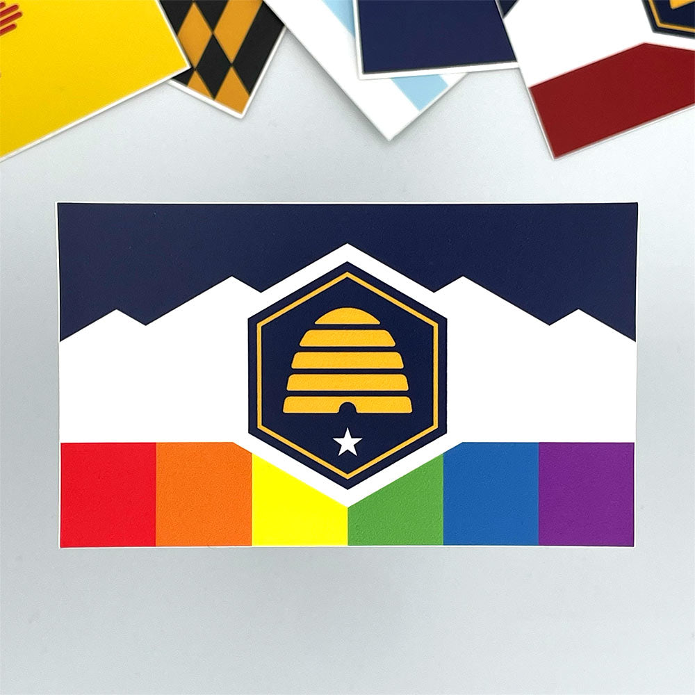 New Jersey LGBTQ Pride Flag Sticker, Weatherproof Vinyl Pride Flag