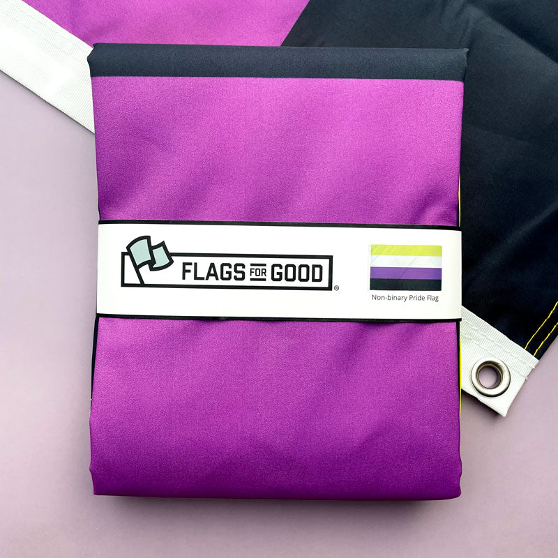 nonbinary 3ftx5ft Double-sided pride flag produced by flags for good