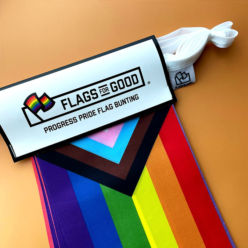 progress pride flag bunting packaging flat lay