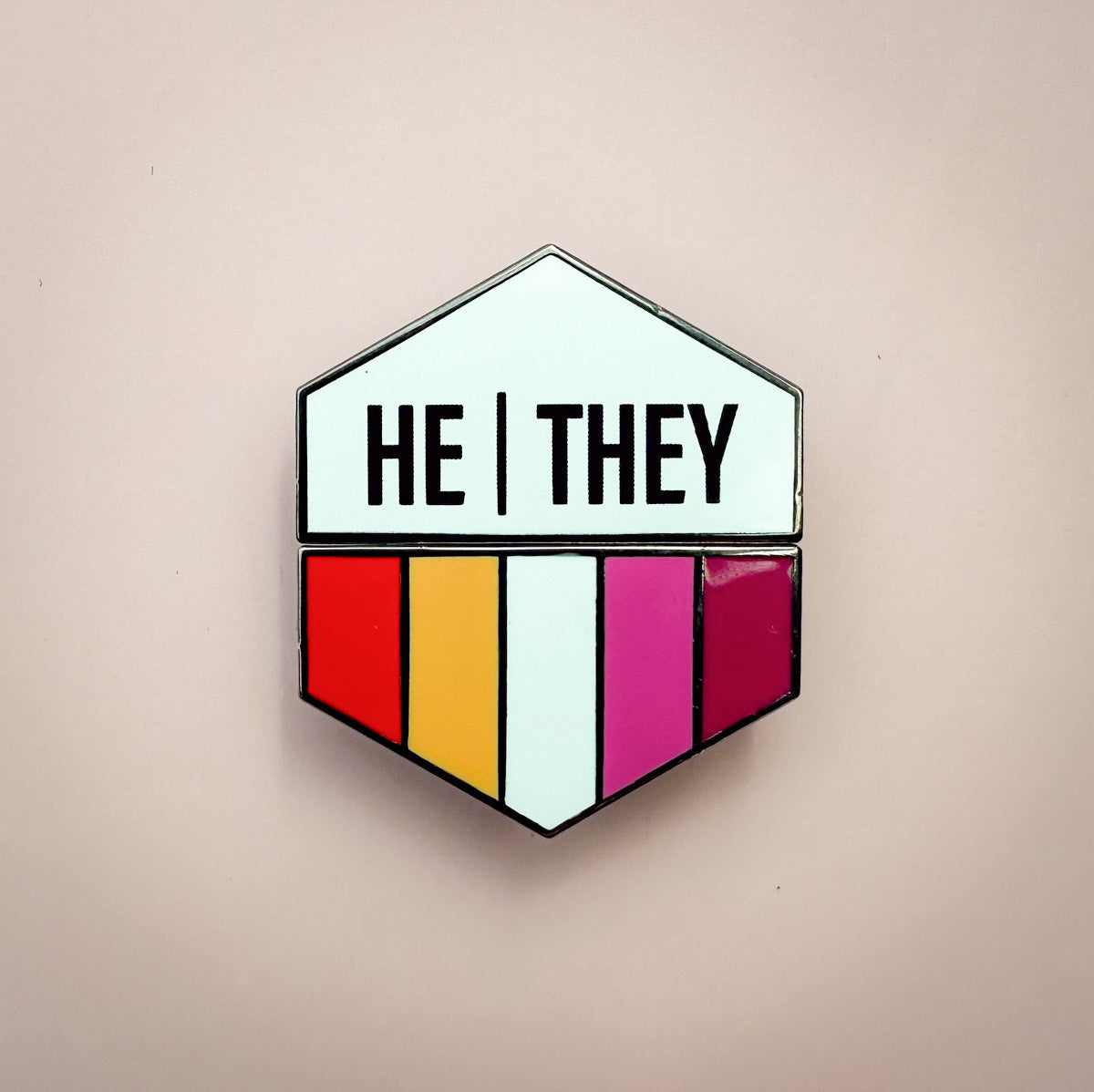 Flags For Good Pronoun + Pride Flag Magnetic Pin | He They + Lesbian Flag Combo
