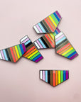 Pronoun + Pride Flag Interchangeable Magnetic Pin Set by Flags For Good | Rainbow Pride Flag Bottom Badges