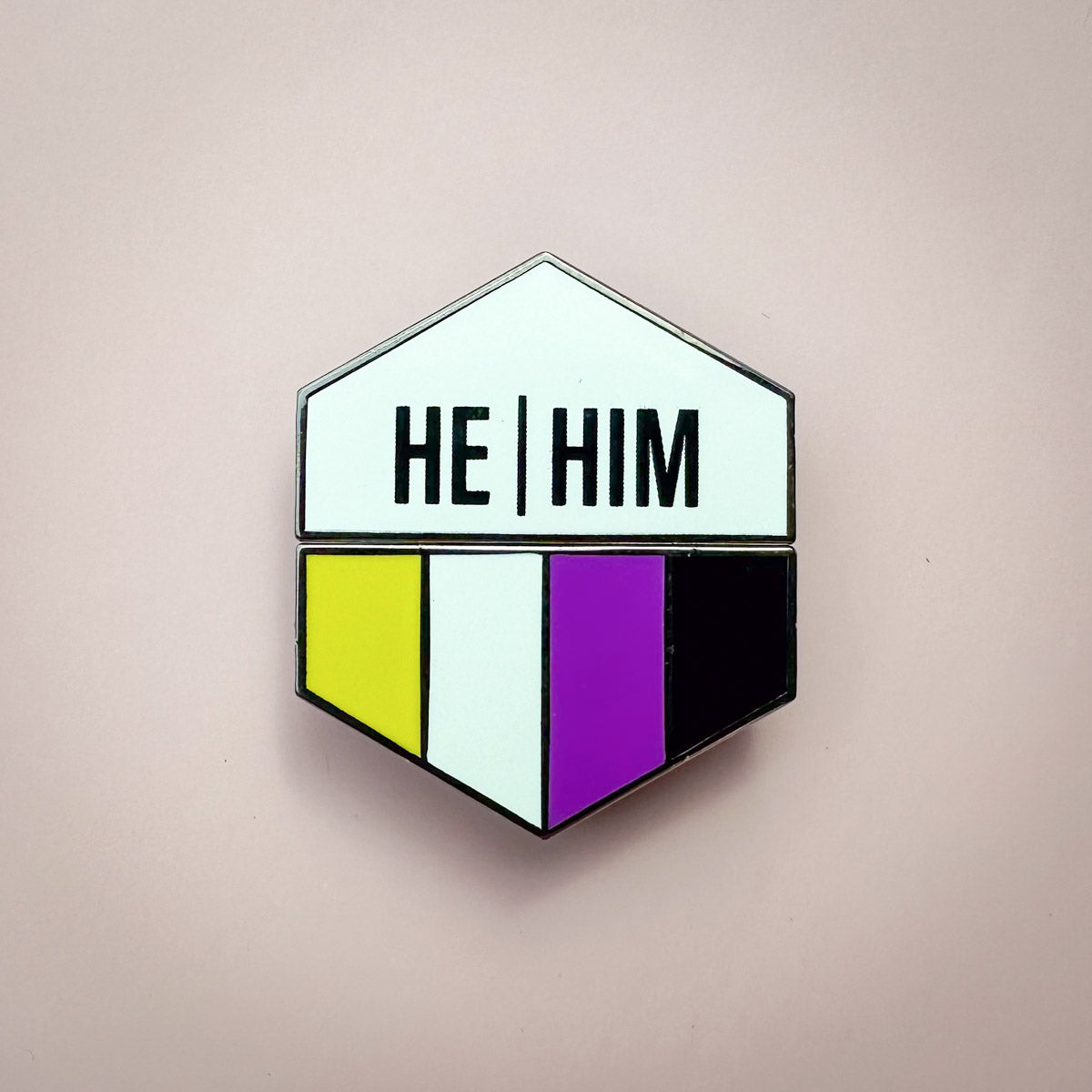 Flags For Good Pronoun + Pride Flag Magnetic Pin | He Him + Nonbinary Flag Combo