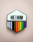 Flags For Good Pronoun + Pride Flag Magnetic Pin | He Him + Rainbow Pride Flag Combo