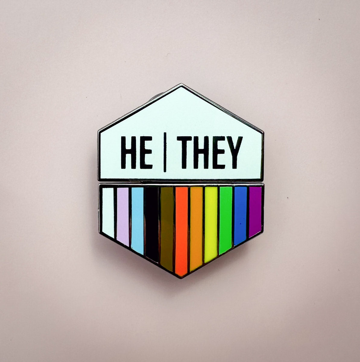 Flags For Good Pronoun + Pride Flag Magnetic Pin | He They + Rainbow Pride Flag Combo