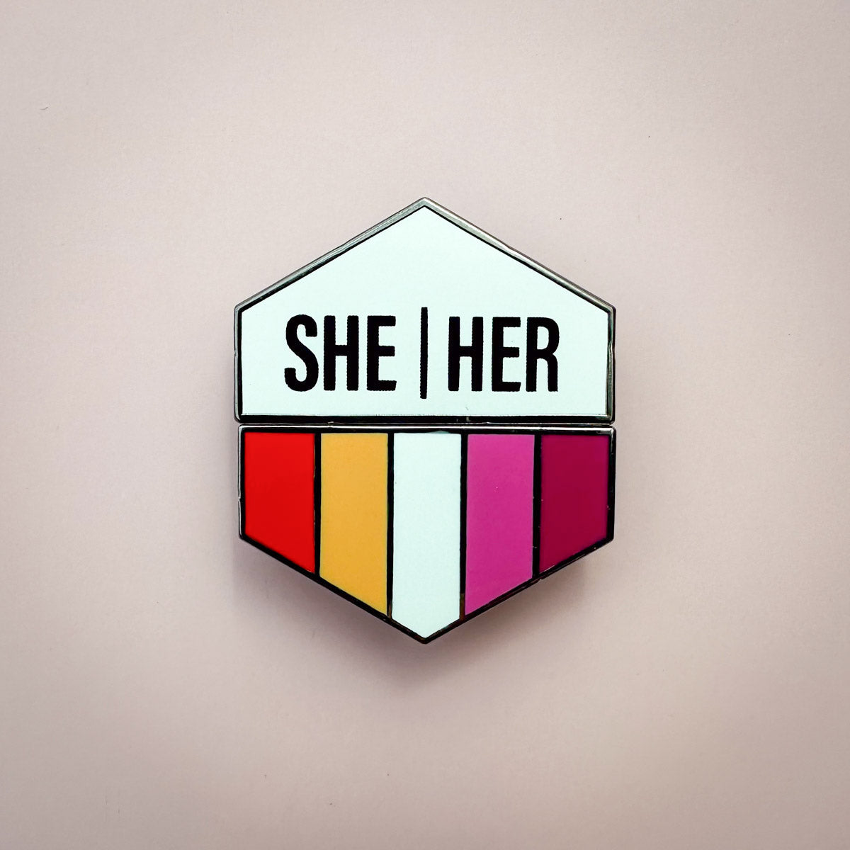Flags For Good Pronoun + Pride Flag Magnetic Pin | She Her + Lesbian Flag Combo