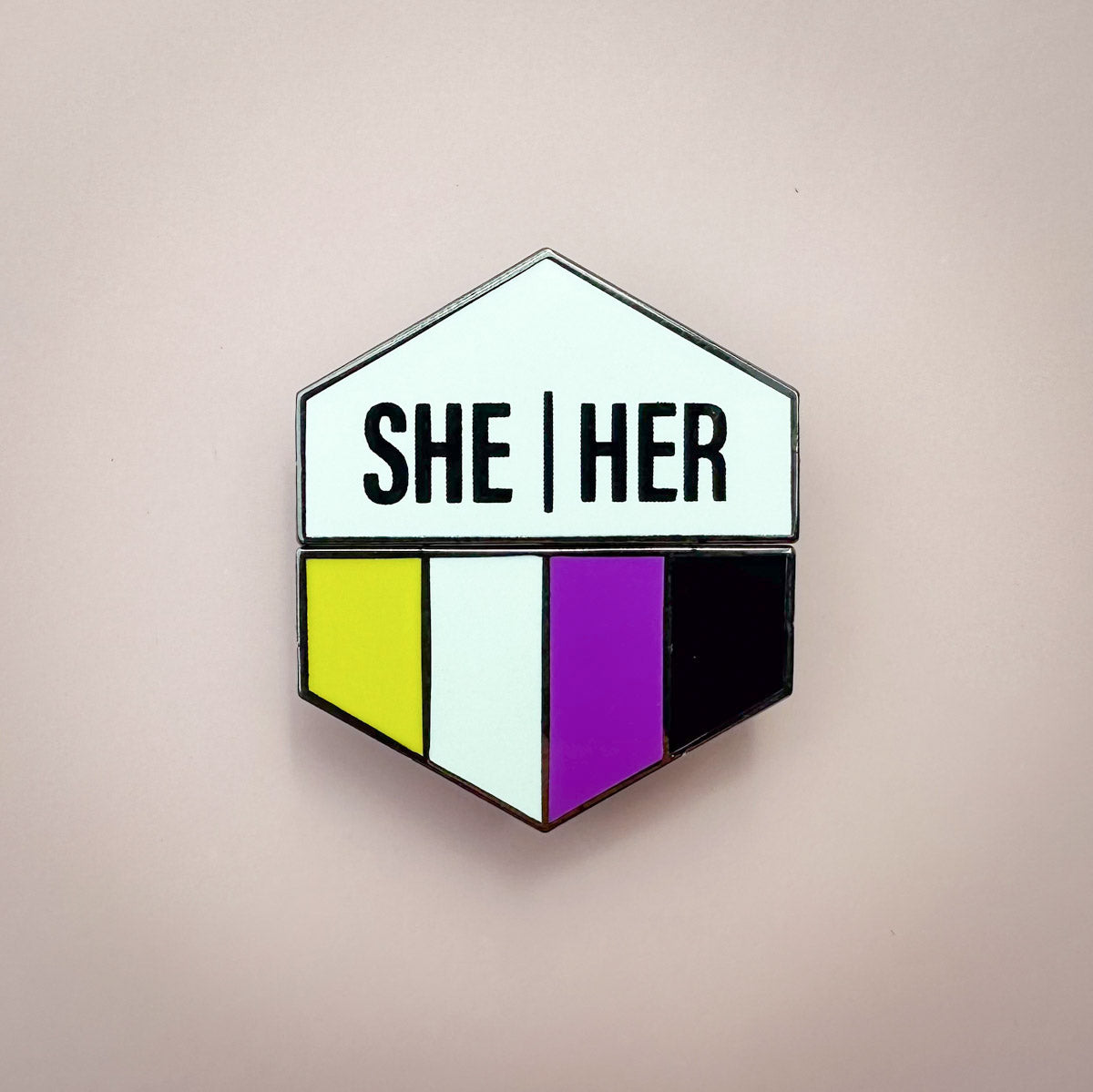 Flags For Good Pronoun + Pride Flag Magnetic Pin | She Her + Nonbinary Flag Combo