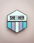 Flags For Good Pronoun + Pride Flag Magnetic Pin | She Her + Trans Flag Combo