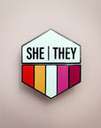 Flags For Good Pronoun + Pride Flag Magnetic Pin | She They + Lesbian Flag Combo
