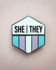 Flags For Good Pronoun + Pride Flag Magnetic Pin | She They + Trans Flag Combo