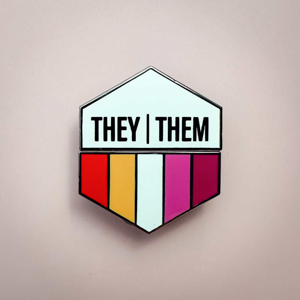 Flags For Good Pronoun + Pride Flag Magnetic Pin | They Them + Lesbian Flag Combo