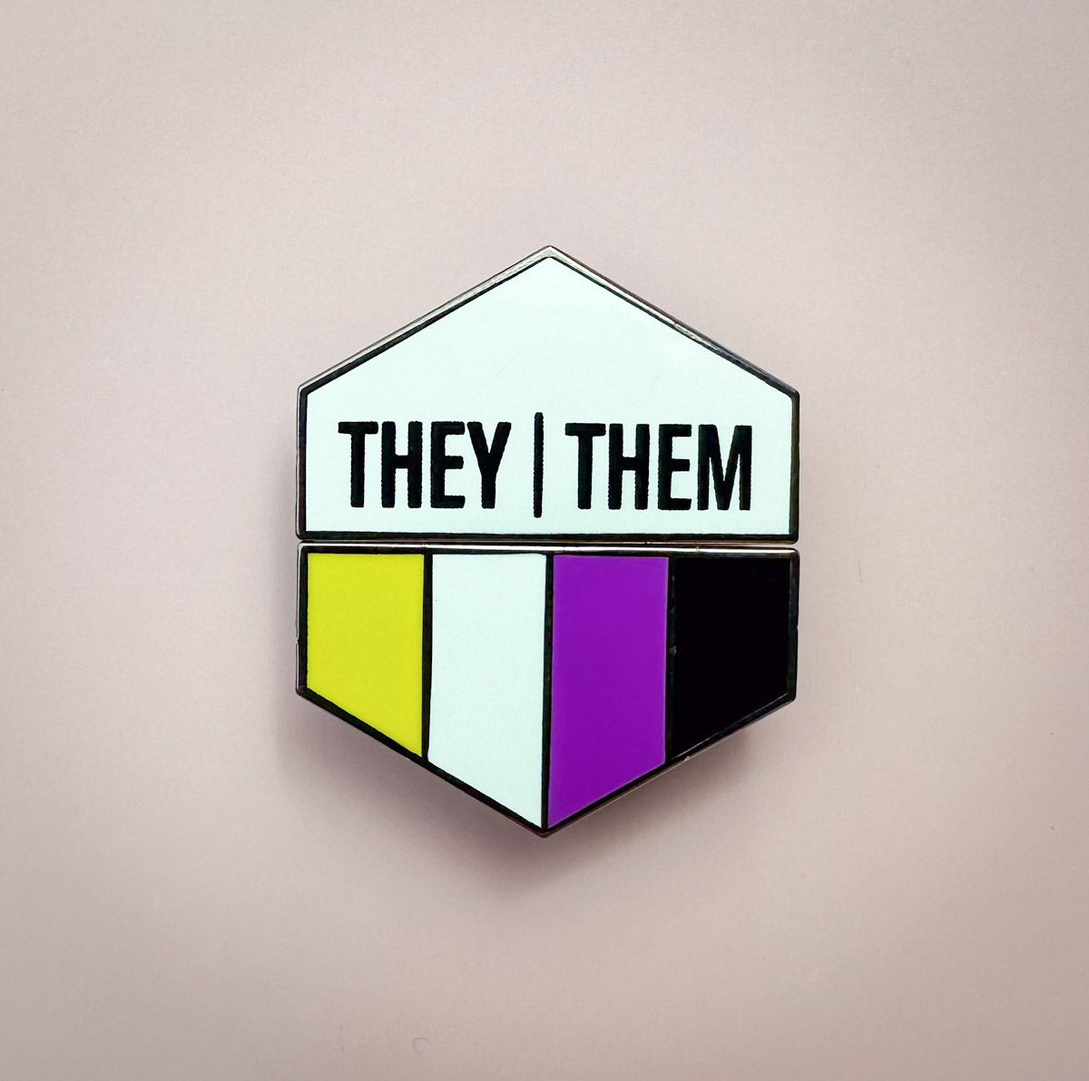 Flags For Good Pronoun + Pride Flag Magnetic Pin | They Them + Nonbinary Flag Combo