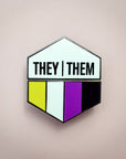 Flags For Good Pronoun + Pride Flag Magnetic Pin | They Them + Nonbinary Flag Combo