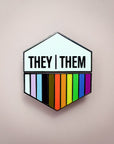 Flags For Good Pronoun + Pride Flag Magnetic Pin | They Them + Rainbow Pride Flag Combo