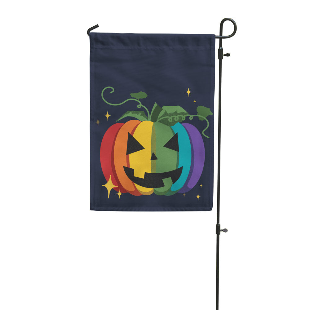 rainbow pumpkin garden flag