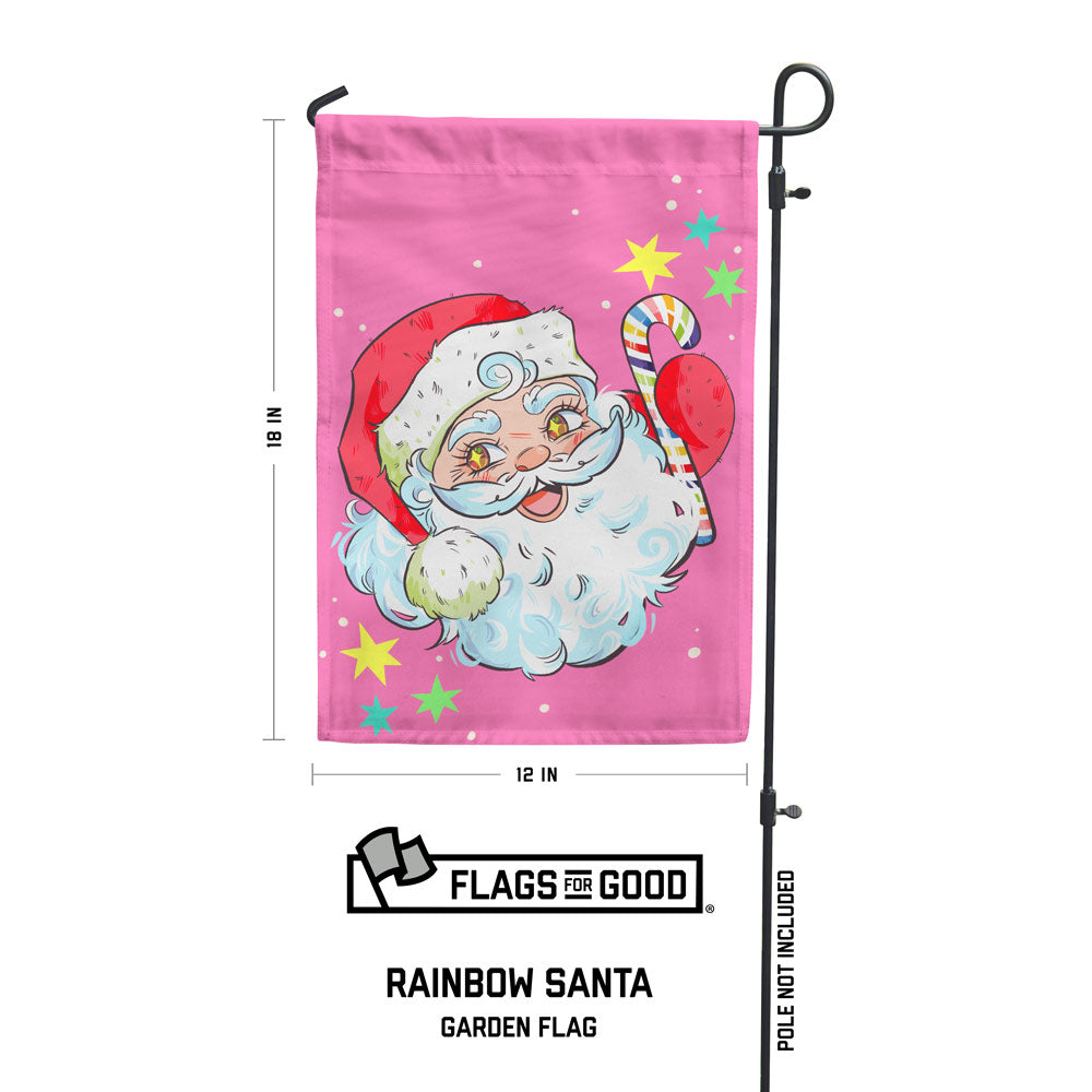 rainbow Santa garden flag measurements 18in x 12in