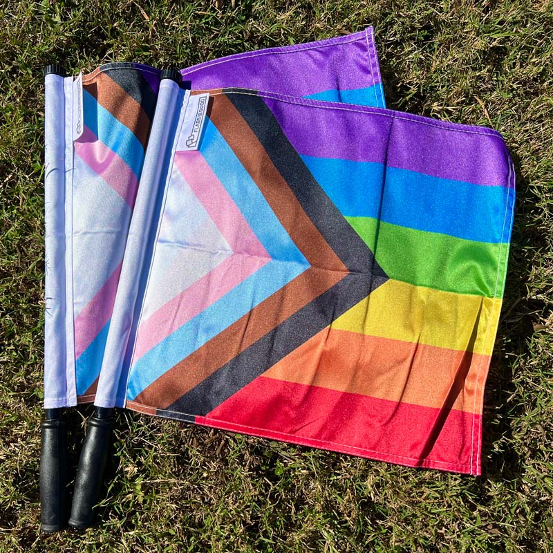 Rugby and Soccer Referee Progress Flag On Poles Set Open Flat Lay