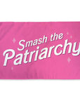 Smash the patriarchy flag in hot pink with white lettering and added sparkles. Designed by Flags for Good