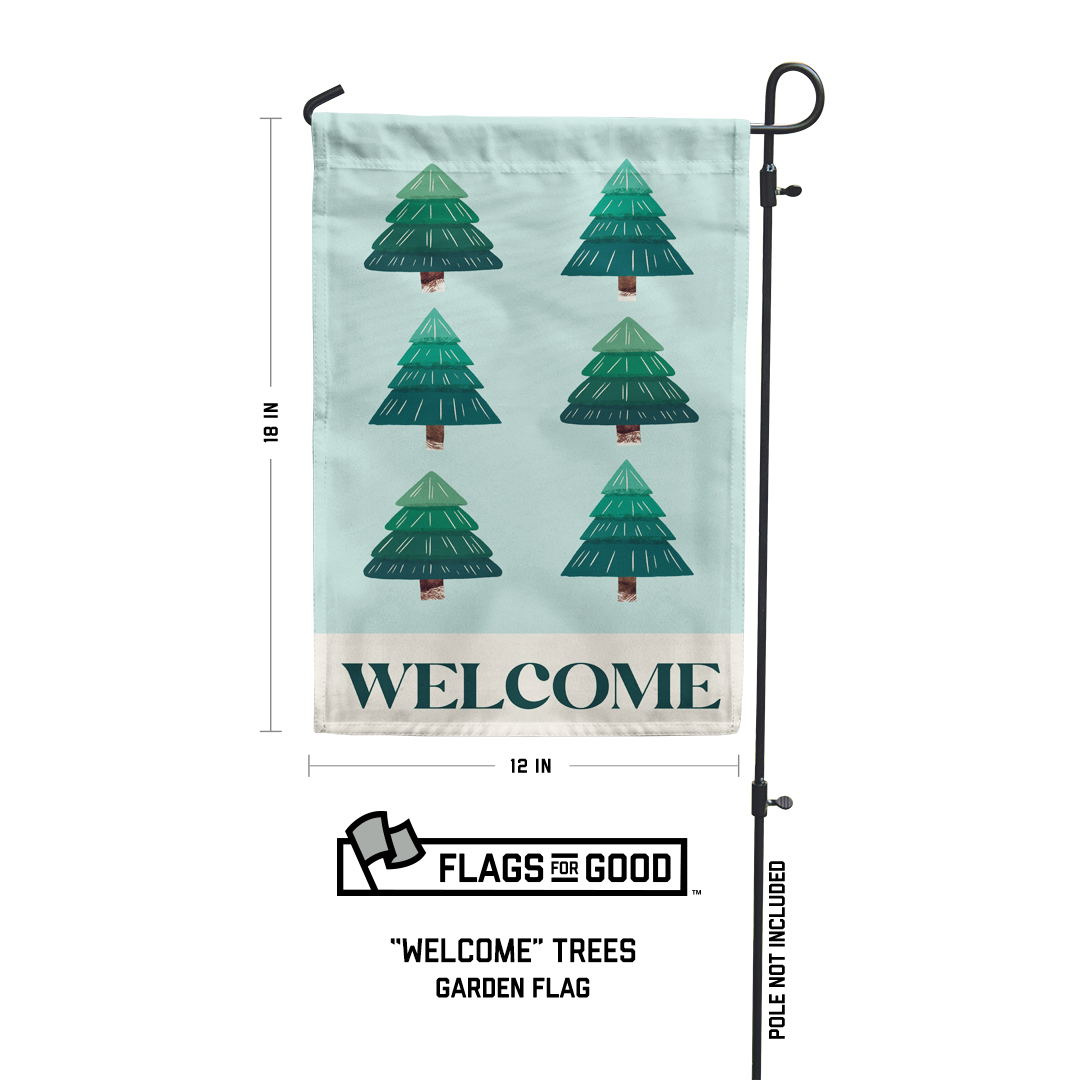 Welcome tree garden flag measurements - 18 inches tall by 12 inches wide