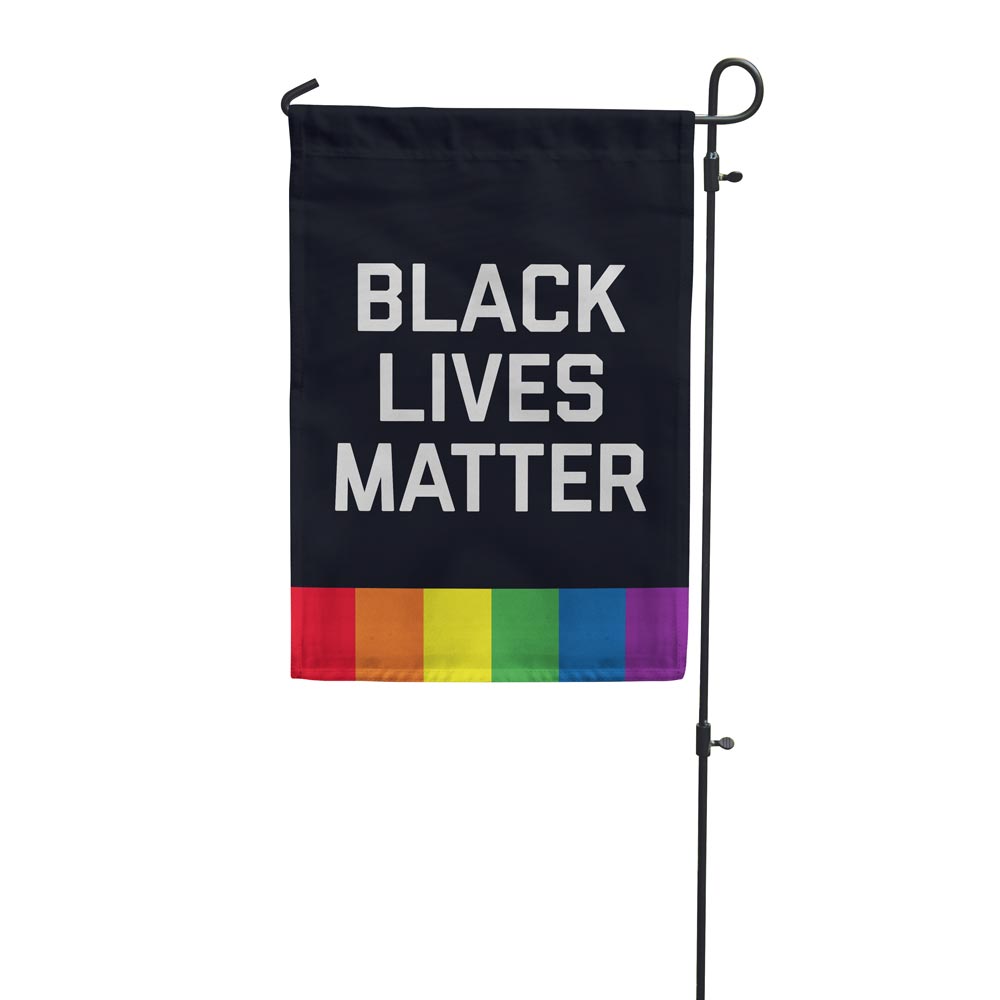 Black lives matter rainbow pride garden flag