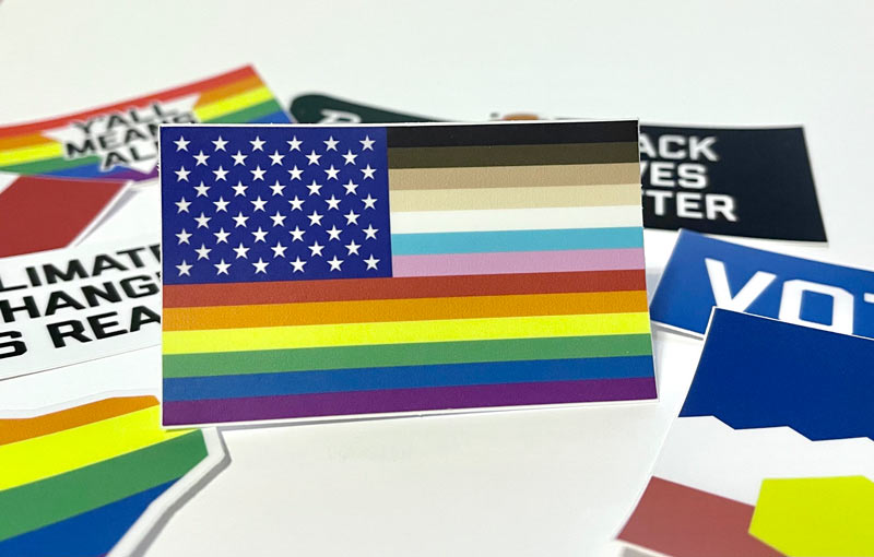 "for all" u.s. flag sticker