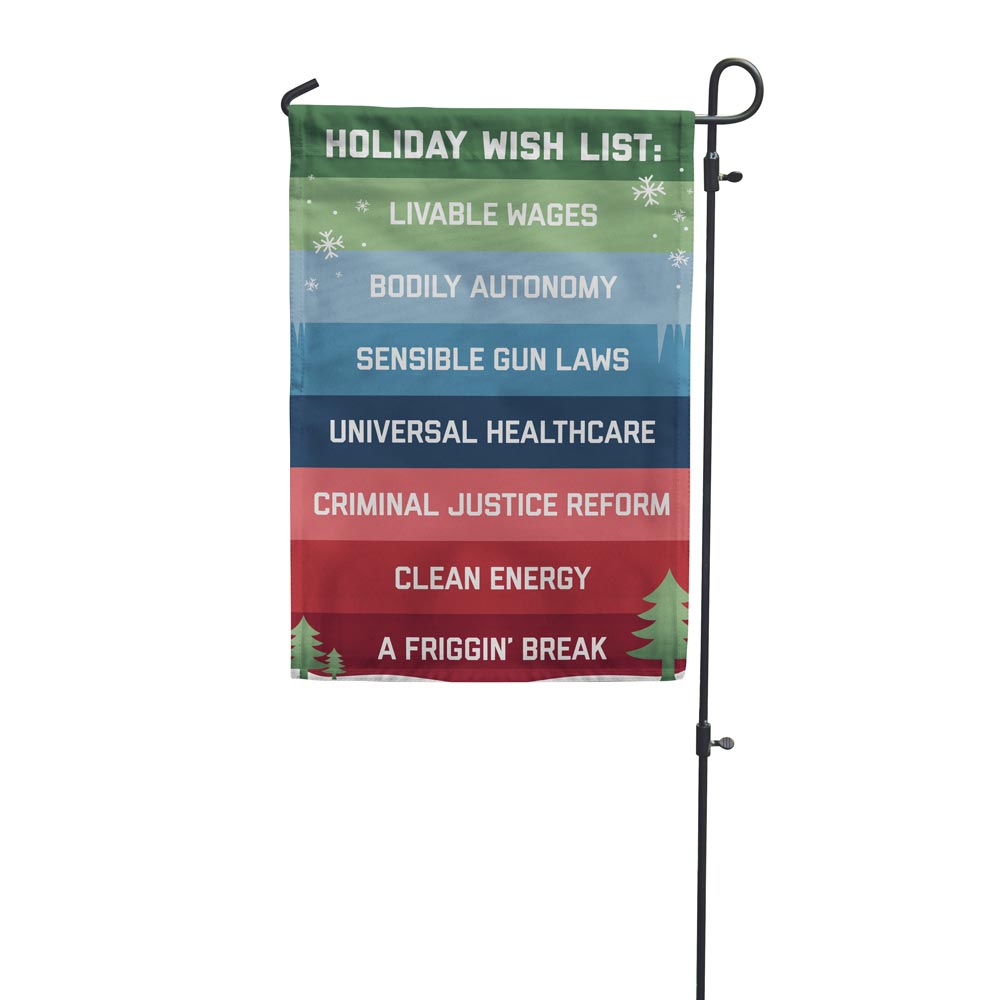 Holiday wish list garden flag