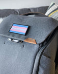 Trans Pride Flag Patch on a backpack
