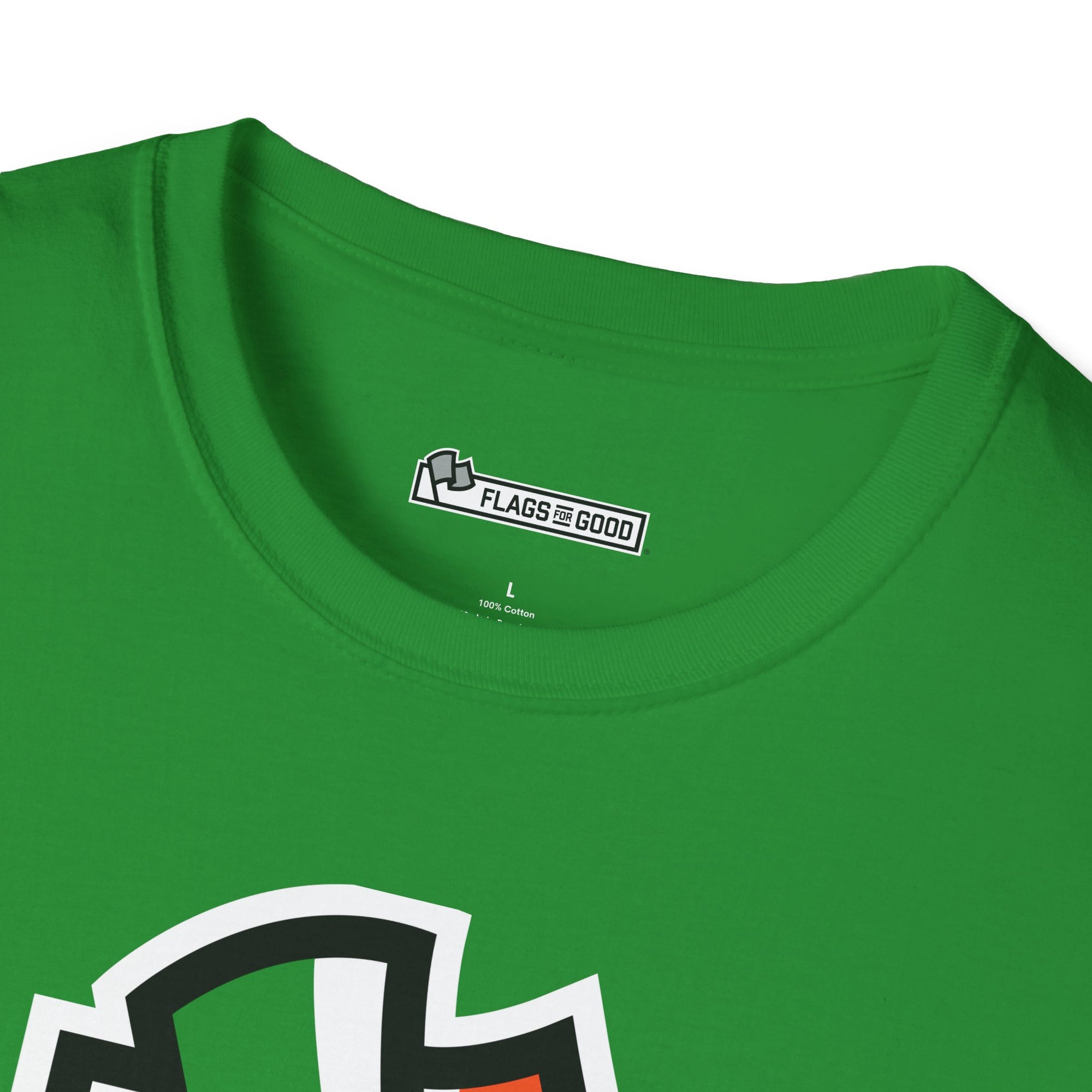 Flags For Good logo on the inside of a shirt