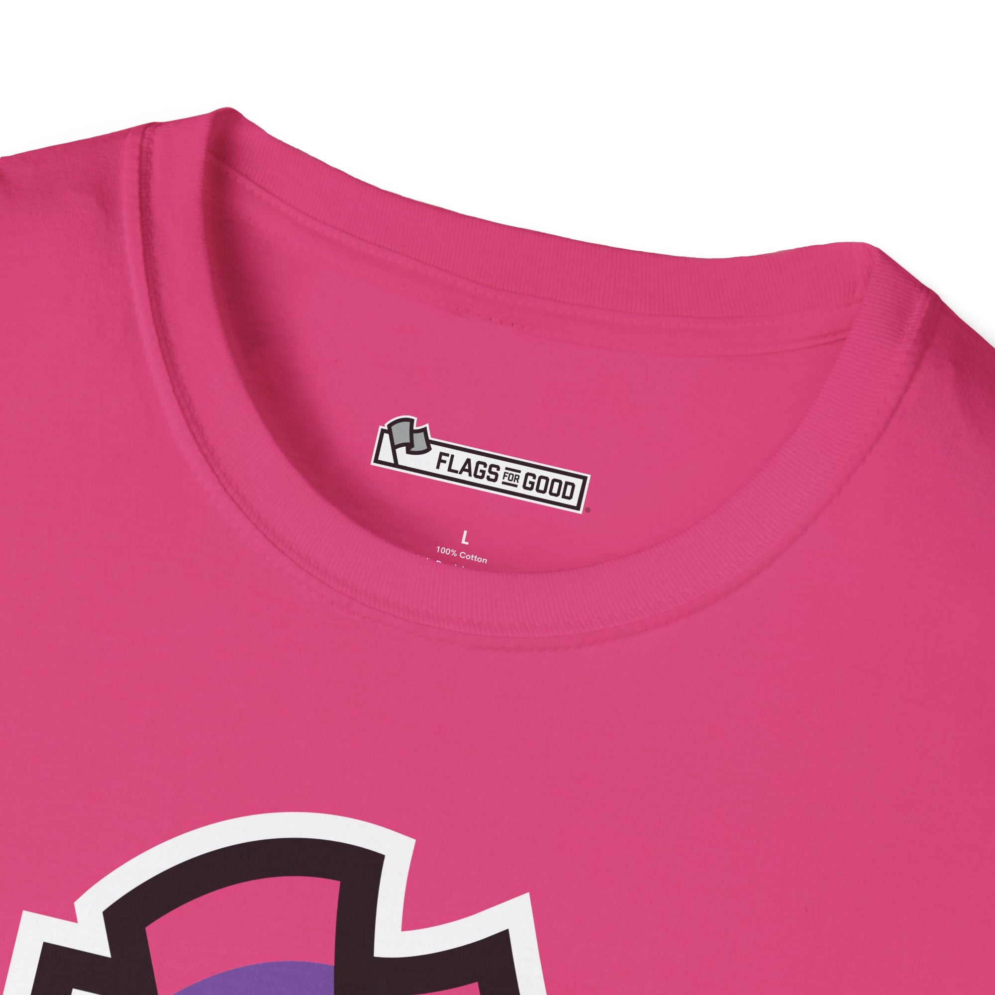 Flags For Good logo on the inside of a shirt