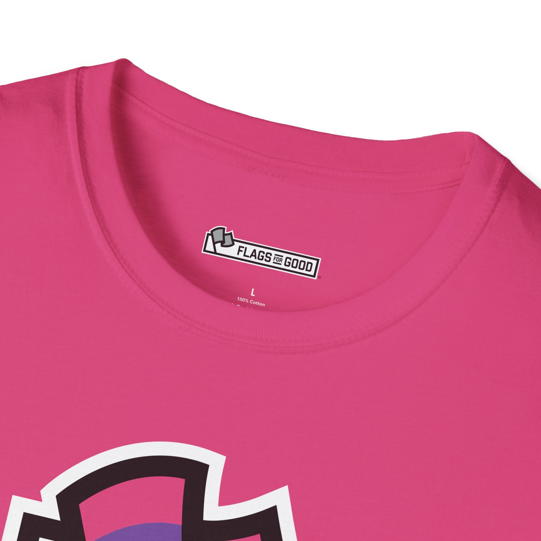 Flags For Good logo on the inside of a shirt