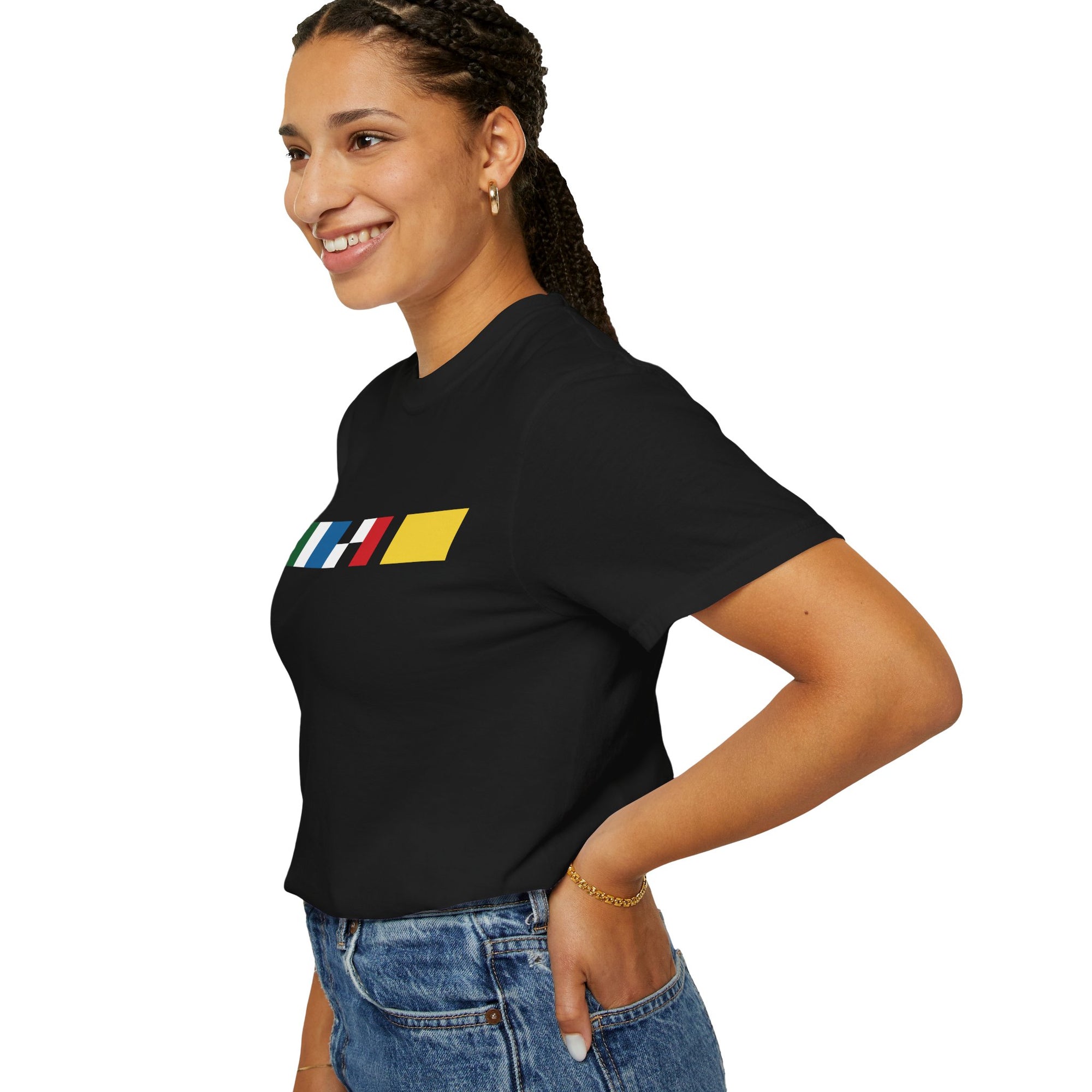 Indianapolis Motor Speedway X Flags For Good Flag Stripe T-Shirt