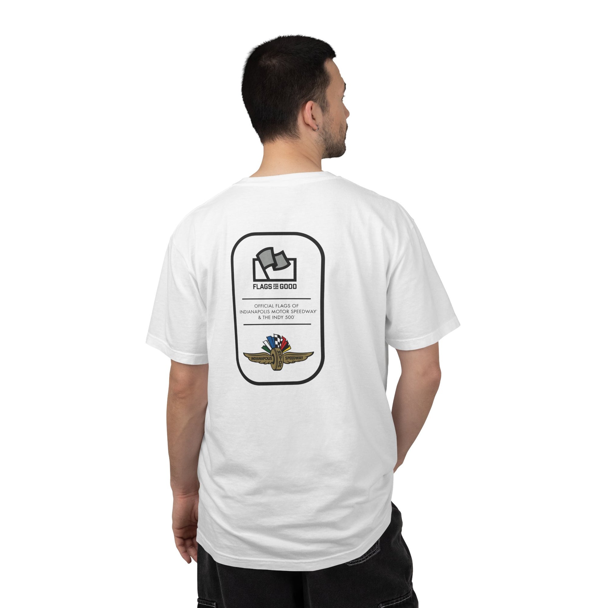 Indianapolis Motor Speedway X Flags For Good Flag Stripe T-Shirt