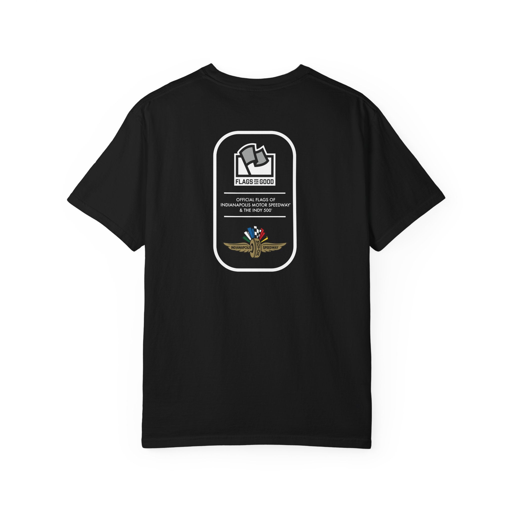 Indianapolis Motor Speedway X Flags For Good Flag Stripe T-Shirt