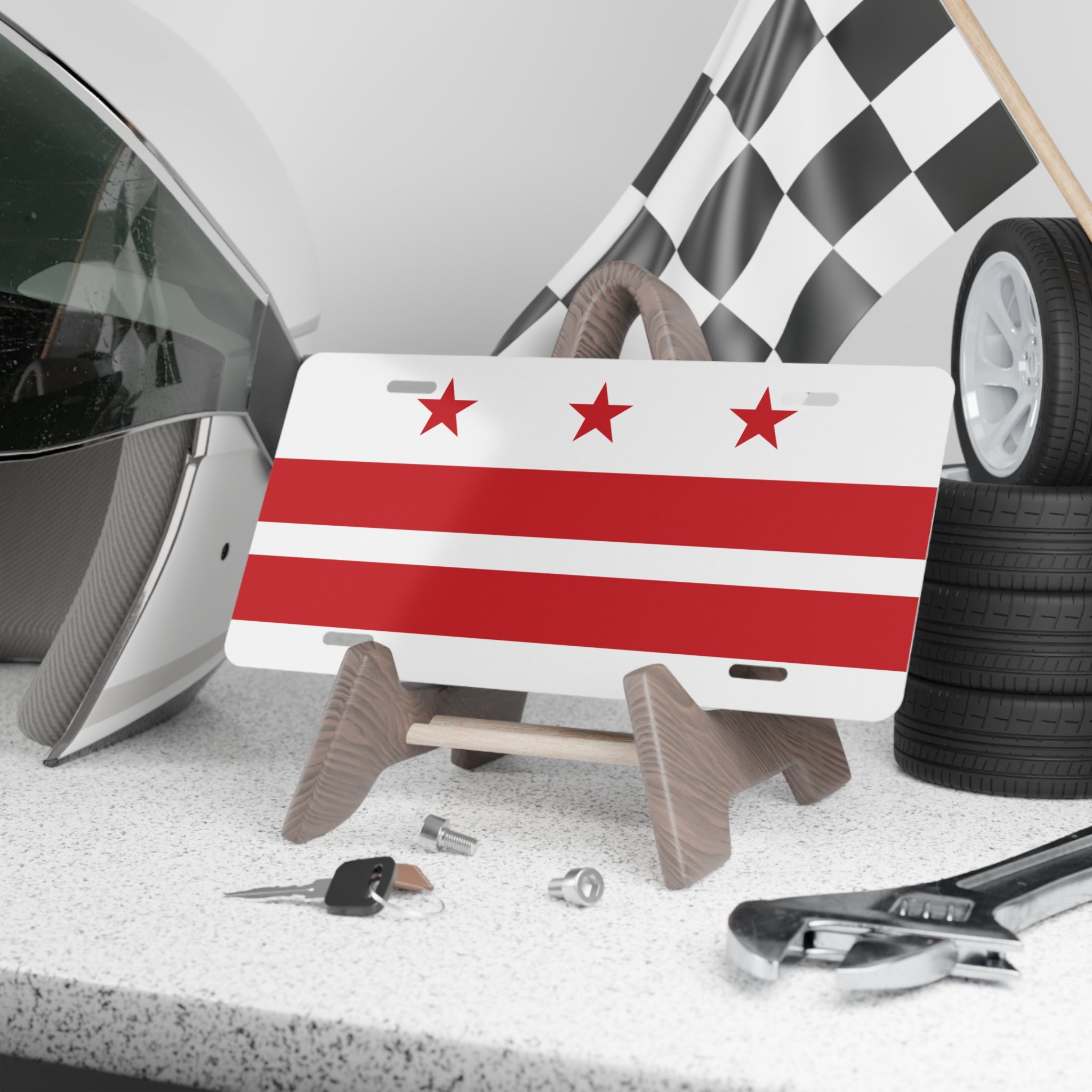 Washington D.C. Flag Vanity License Plate