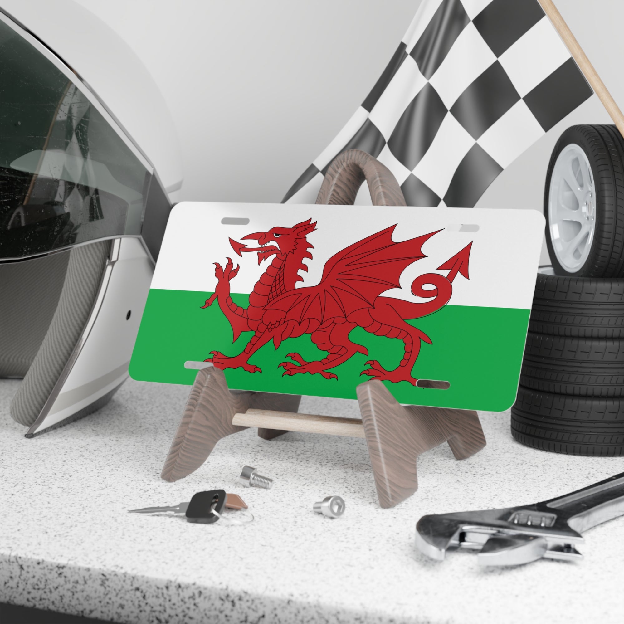 Welsh Red Dragon (Baner Cymru) Flag Vanity License Plate