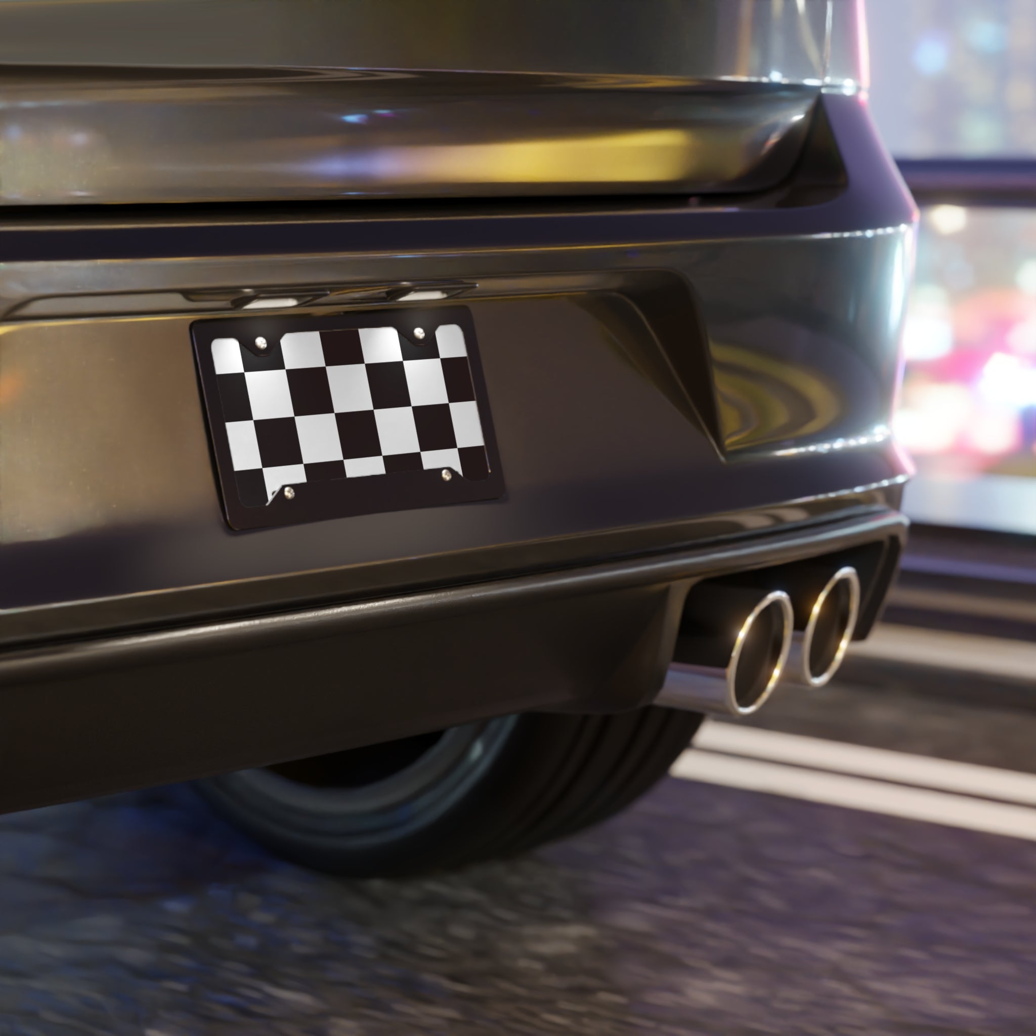 Checkered Racing Flag Vanity License Plate